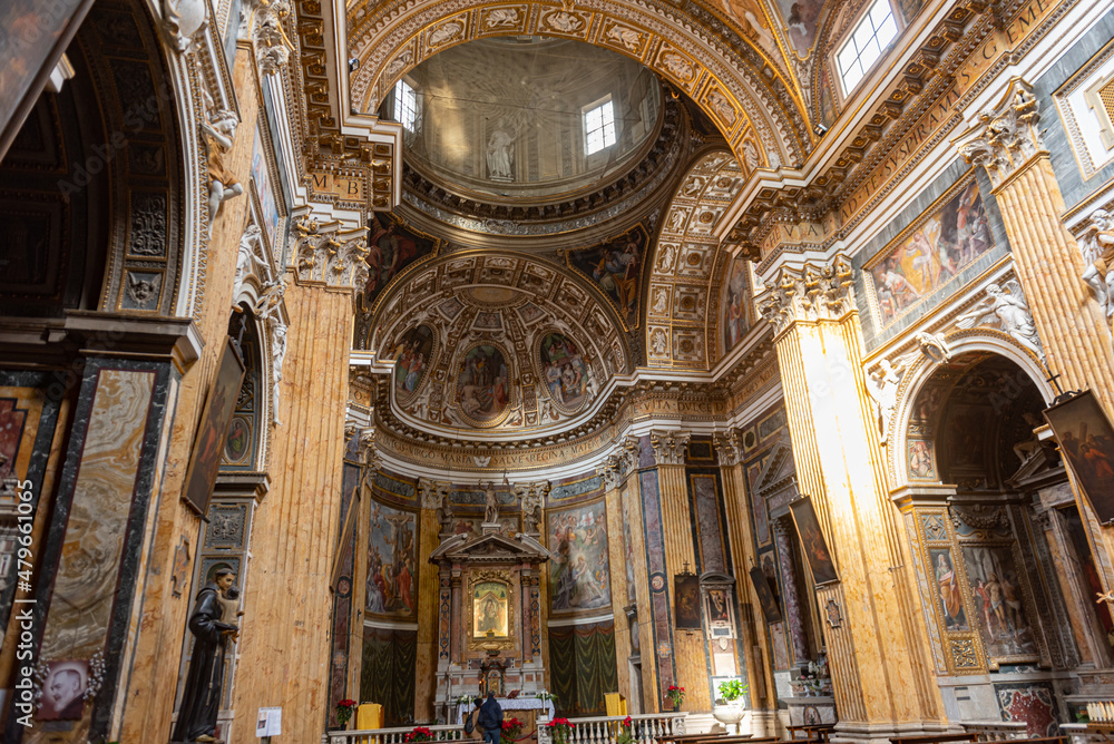 Details and frescoes of the Parish Church of Santa Maria del Monte (Santa Maria ai Monti) in Rome