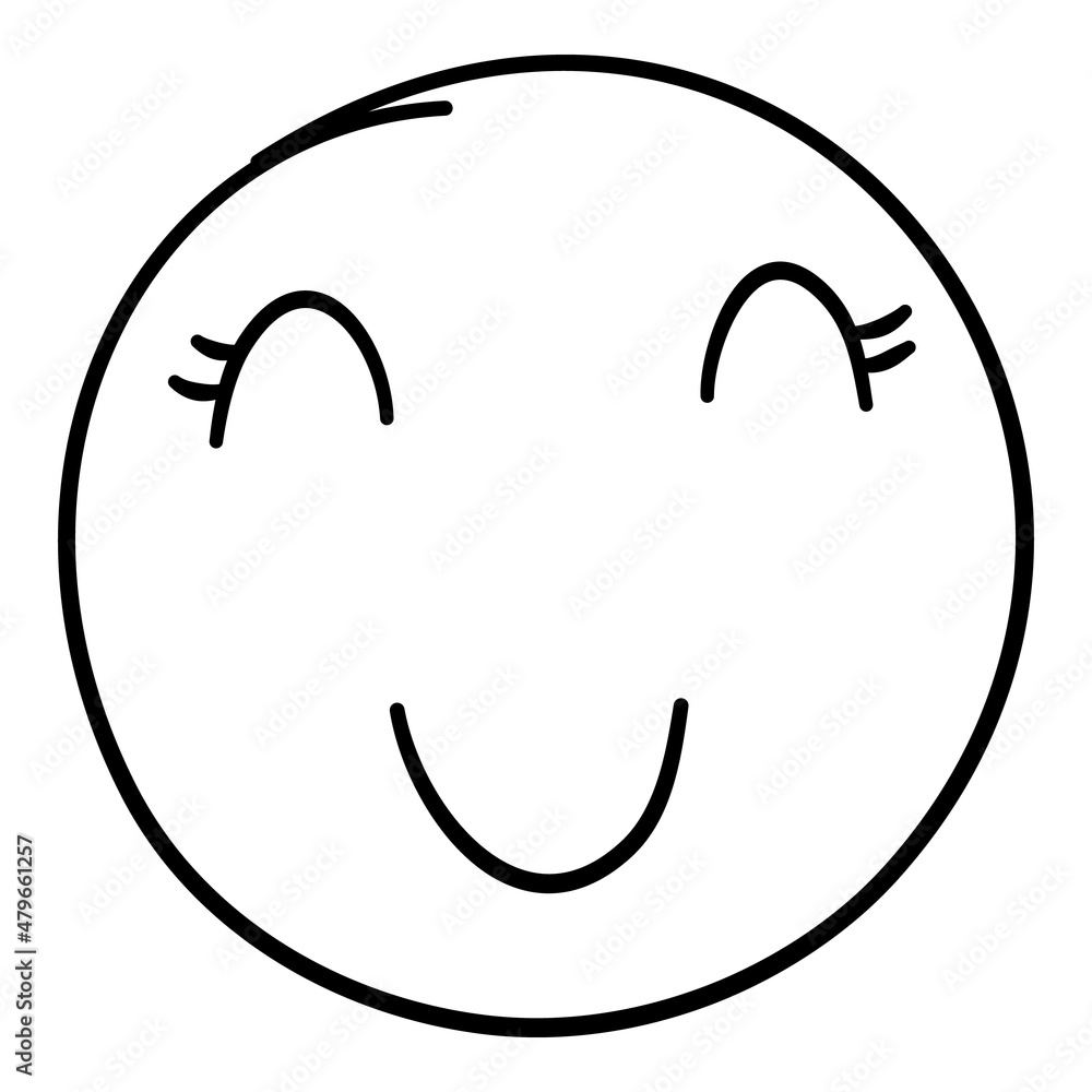 Doodle emoji. Doodles image pictogram, Smile emotion funny face, happy fun emoticon line icon, sad hand drawn, neat outline isolated vector illustration. Illustration of emotion face expression