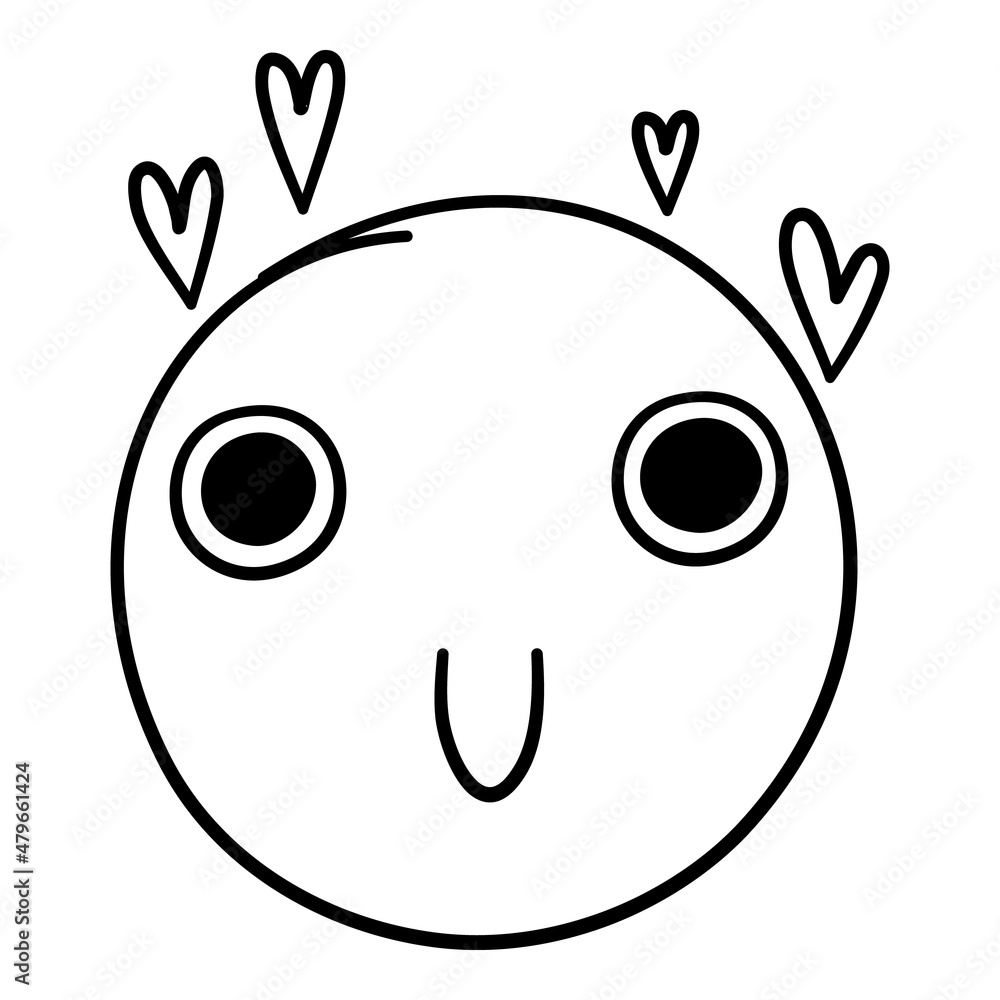 Obraz premium Doodle emoji. Doodles image pictogram, Smile emotion funny face, happy fun emoticon line icon, sad hand drawn, neat outline isolated vector illustration. Illustration of emotion face expression