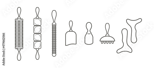 Maderotherapy icons for health and wellness