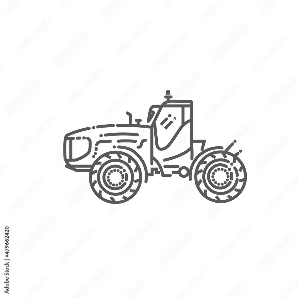 Heavy tractor. Industrial transport. Industrial machinery icon. Vector symbol