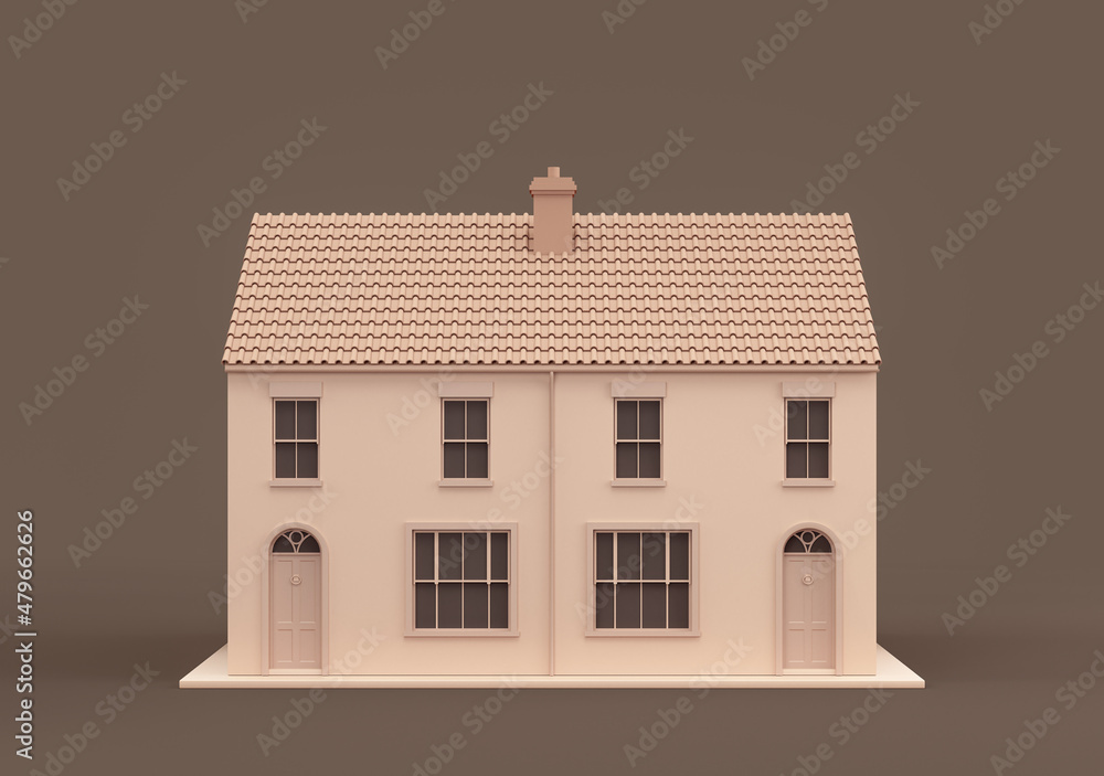 Monochrome single house, miniature house model flat and solid brown color, Real estate property, 3d Rendering Monochrome single house, miniature house model flat and solid brown color, Real estate property, 3d Rendering