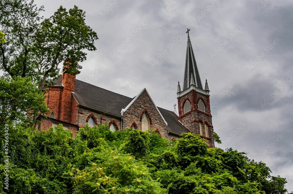 St Peters Roman Catholic Church, on a Cloudy Summer Day, Harpers Ferry, West Virginia, USA