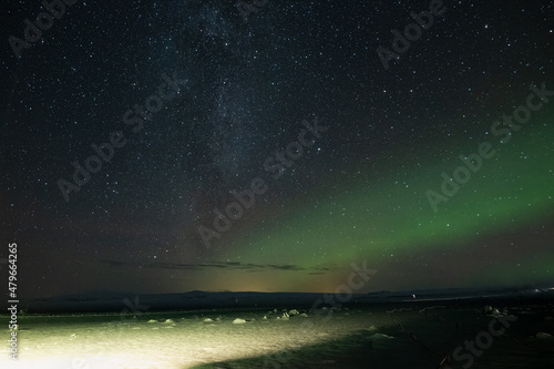 Milky Way and the Northern Lights outside Vik Iceland photo