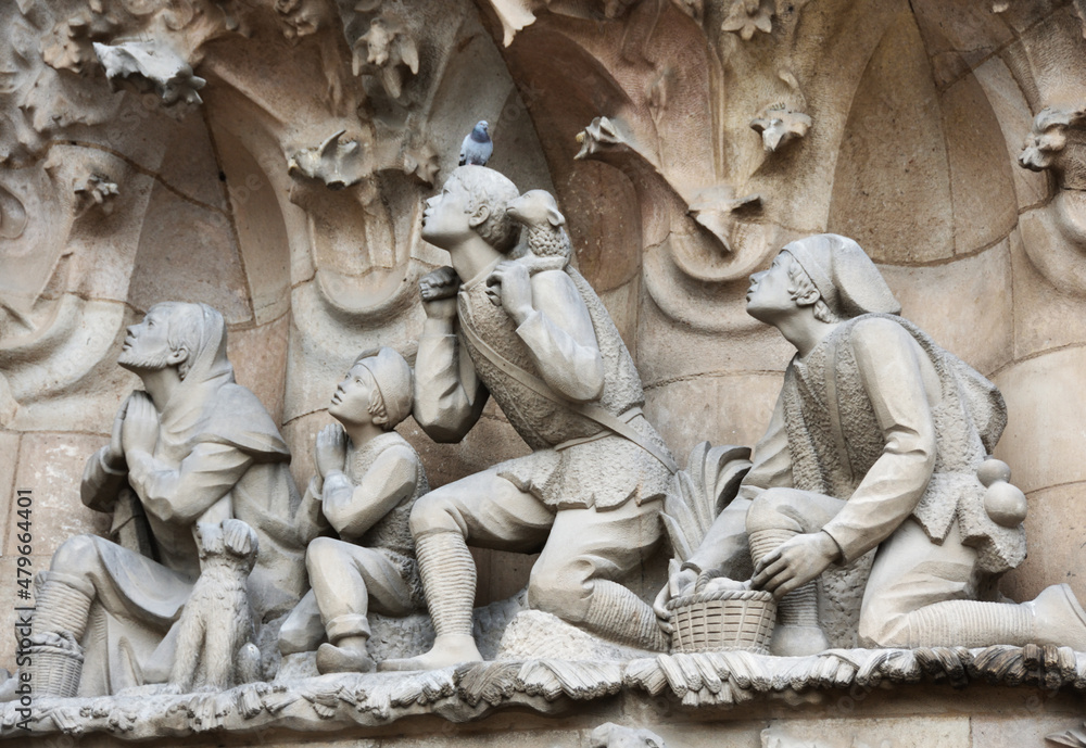 Sculptures, Sagrada Familia, Barcelona, Spain Sculptures, Sagrada Familia, Barcelona, Spain