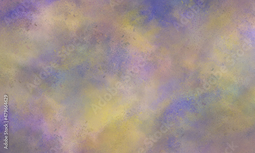 Watercolor background in blue, yellow and purple tones. Copy space, horizontal banner.