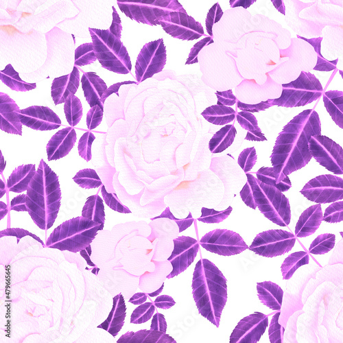 Watercolor seamless pattern with roses 