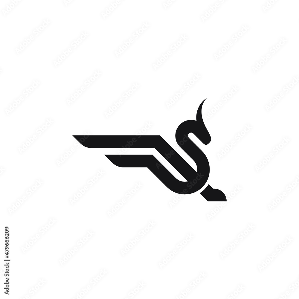 Fototapeta premium Dragon Monoline Bold Logo Concept Vector Illustration