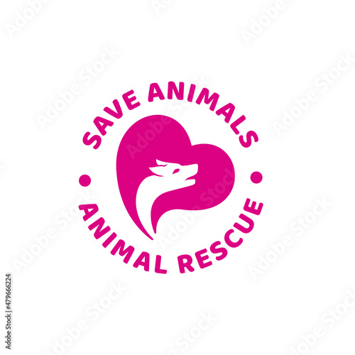 Rescue Animal Dog Heart Logo Concept Vector Illustration