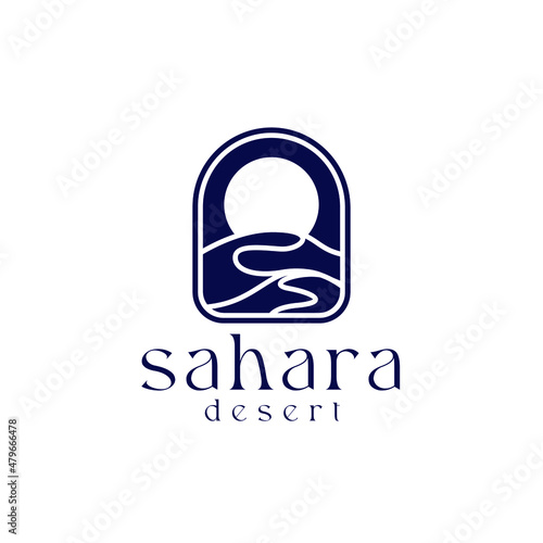 Sahara Desert Moon Light Logo Concept Vector Illustration