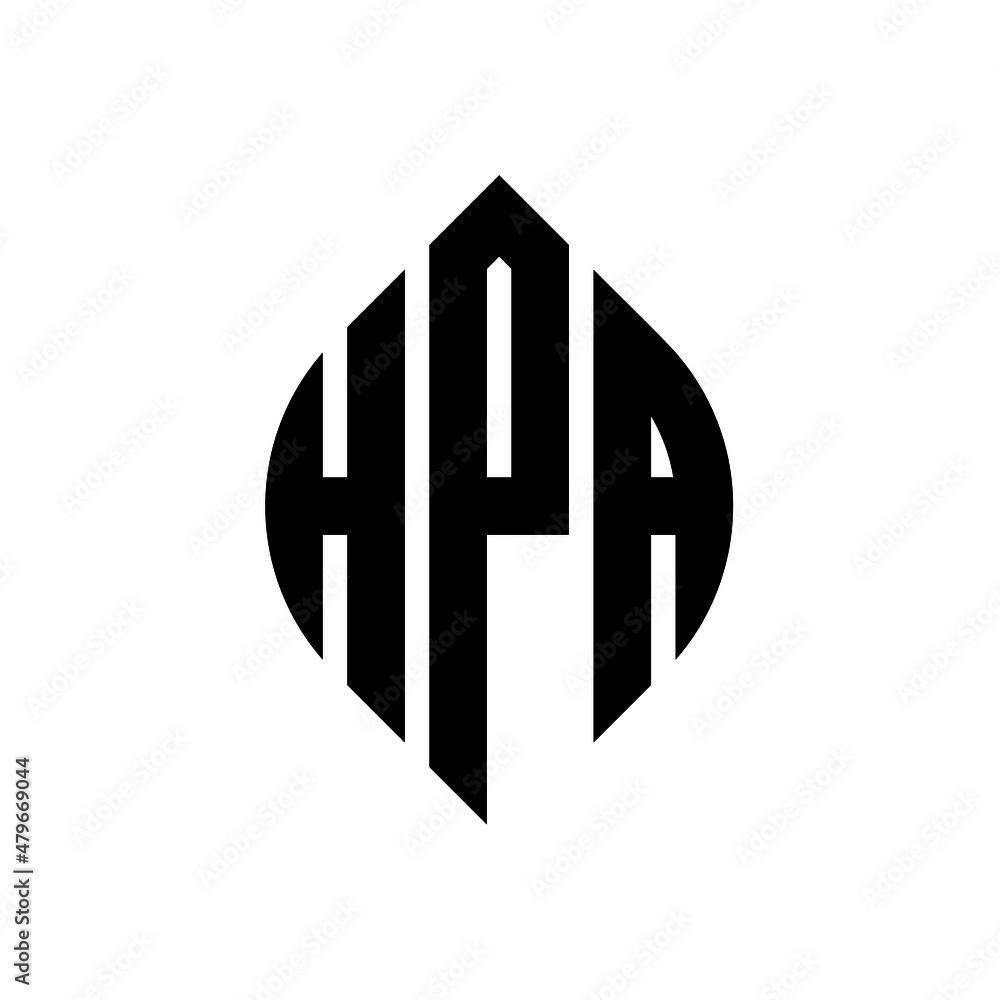 HPA circle letter logo design with circle and ellipse shape. HPA