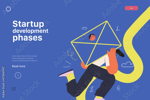 Startup illustration, website landing template. Concept of building new business