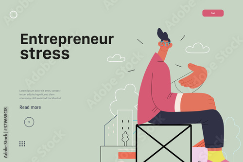 Startup illustration, website landing template. Concept of building new business