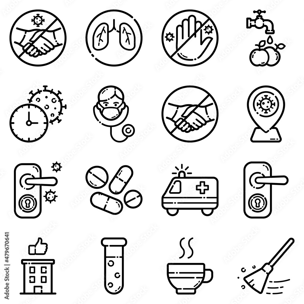 Virus Flat Icon Set Isolated On White Background Virus Flat Icon Set Isolated On White Background