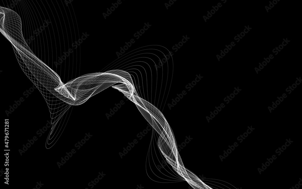 Fototapeta premium Dark abstract background with a glowing abstract waves
