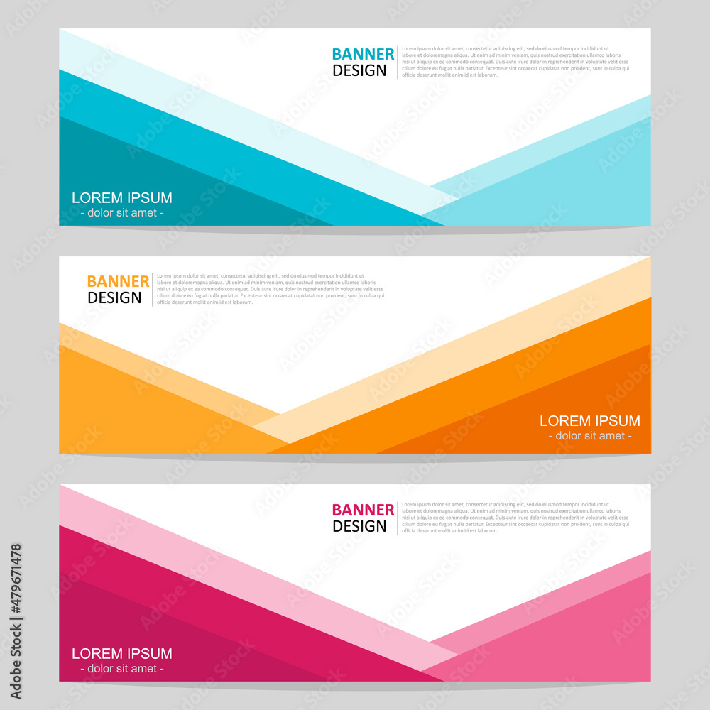 Fototapeta premium Set of abstract web banner design template. Modern creative corporate business, and horizontal advertising banner layout element template for workflow, header, label and presentation.