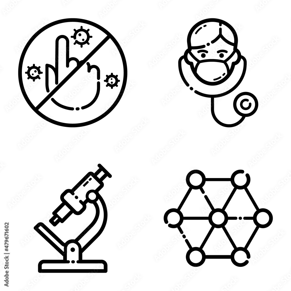 Virus Flat Icon Set Isolated On White Background Virus Flat Icon Set Isolated On White Background