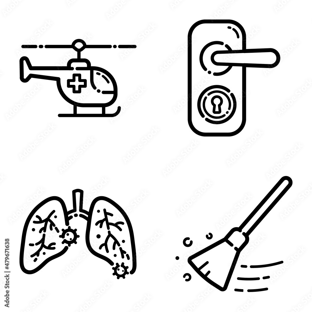 Virus Flat Icon Set Isolated On White Background Virus Flat Icon Set Isolated On White Background