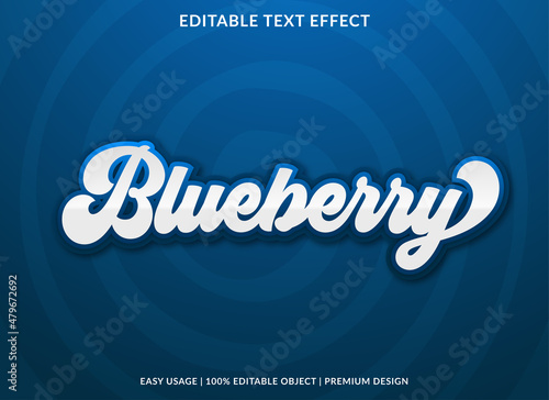 blueberry text effect template with bold and abstract style use for business brand and logo