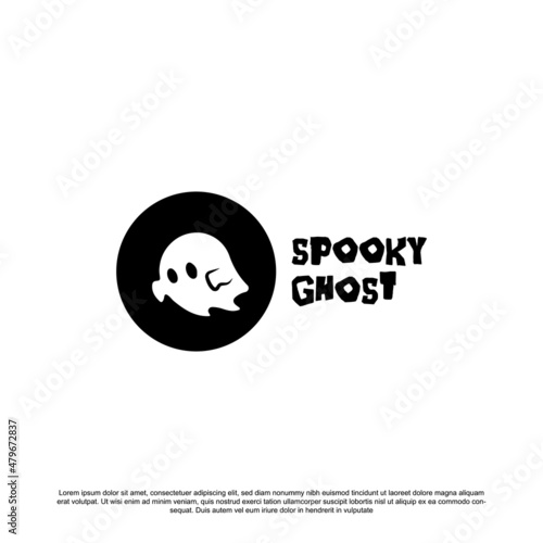 Simple minimal spooky ghost logo design