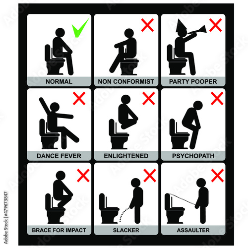 sitting position on the toilet, poster vector