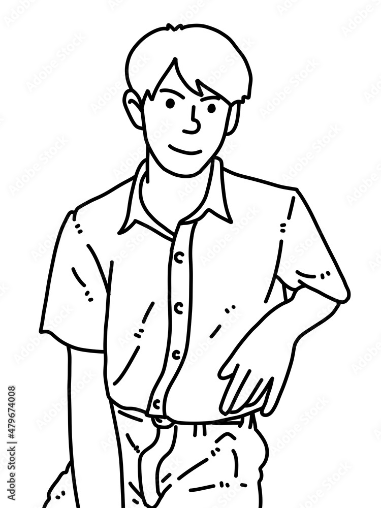 black and white of cute man cartoon for coloring black and white of cute man cartoon for coloring