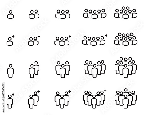 People Business Vector Line Icons ,Person Crowd Work Group Team , Business Meeting Communication.
