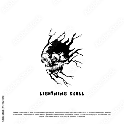 Creative lightning skull logo design for your brand or business