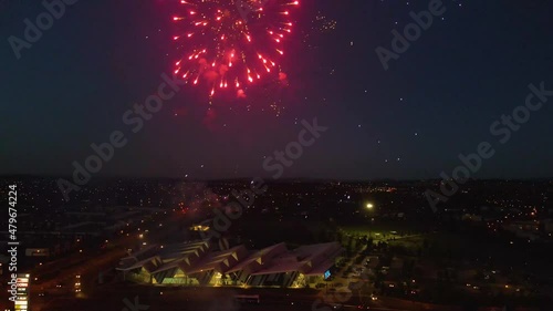 AERIAL: Firecrackers at a Local Carnival Fair During Night in Melbourne Australia photo