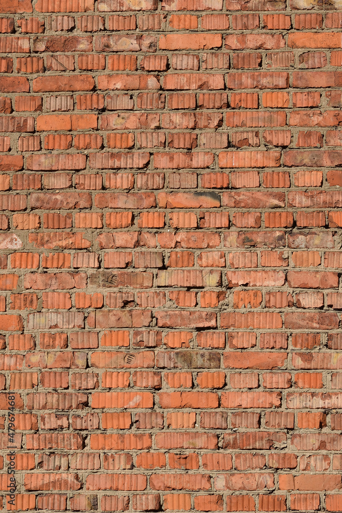 Fototapeta premium Old weathered Broken Brick wall fragment .