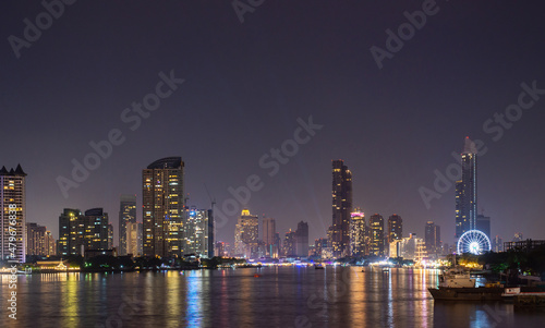 Bangkok cityscape. Bangkok night view in the business district. at twilight,City night,copy space for text.