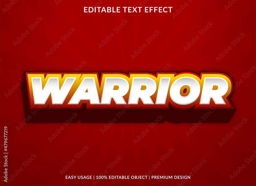 warrior text effect template with bold and abstract style use for business brand and logo
