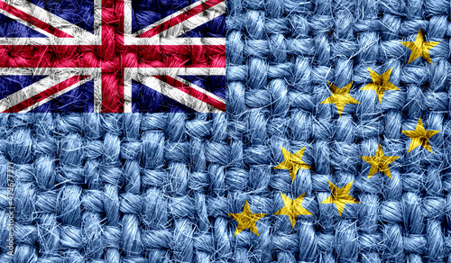 Tuvalu flag on fabric texture. 3D image