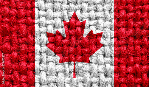 Canada flag on fabric texture. 3D image