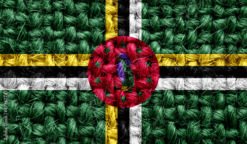 Dominica flag on fabric texture. 3D image