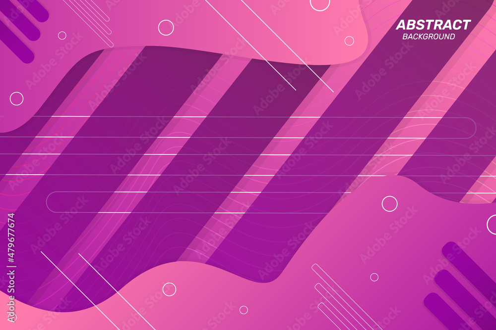 Geometric abstract beckground design pink and purple gradient color with memphis element design and shape, vector illustration eps file