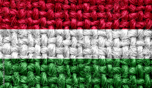 Hungary flag on fabric texture. 3D image