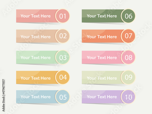 Colorful web button label in flat design. Modern Flat Info graphic banner element.