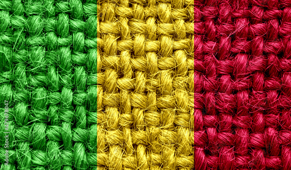 Mali flag on fabric texture. 3D image