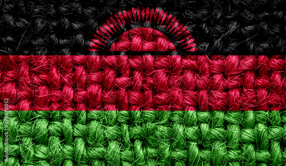 Malawi flag on fabric texture. 3D image