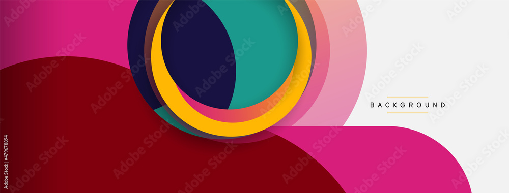 Obraz premium Creative geometric wallpaper. Minimal abstract background. Circles composition vector illustration for wallpaper banner background or landing page