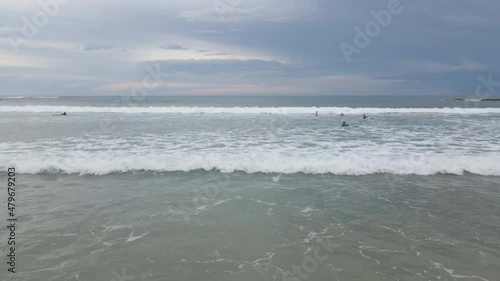 ARIEL: Ocean Beach in Victoria Australia Phillip Island with Waves, Surfers, Swimmers and Breaking Waves photo