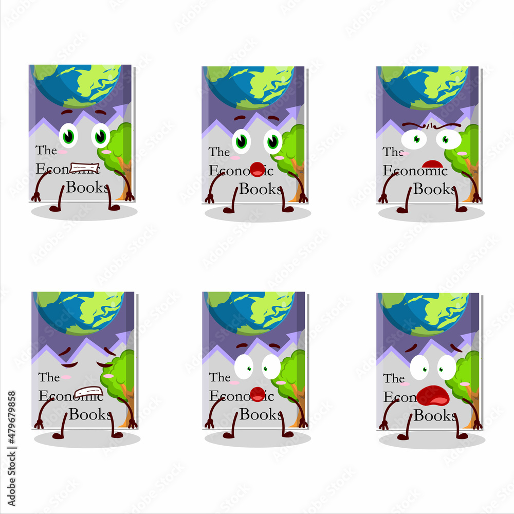 Fototapeta premium Character cartoon of economic books with scared expression