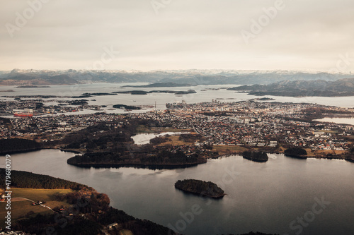 Aerial view over Stavanger, Norway, in winter photo
