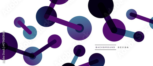 Abstract background. Round dots connected by lines. Trendy techno business template for wallpaper, banner, background or landing