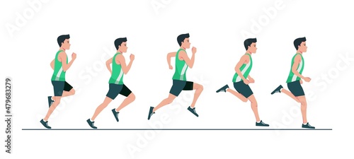 Collection of running man illustration Animation sprite set Sport. Run