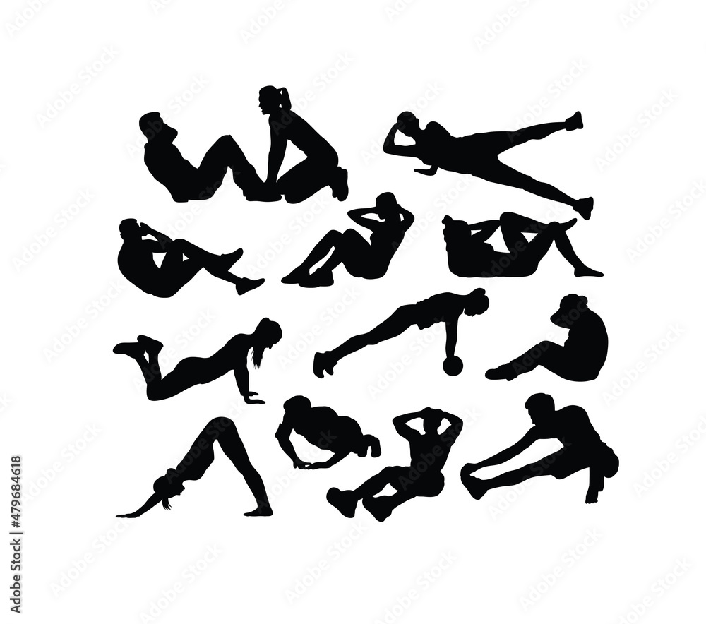 Sport Fitness and Gym Silhouettes, art vector design
