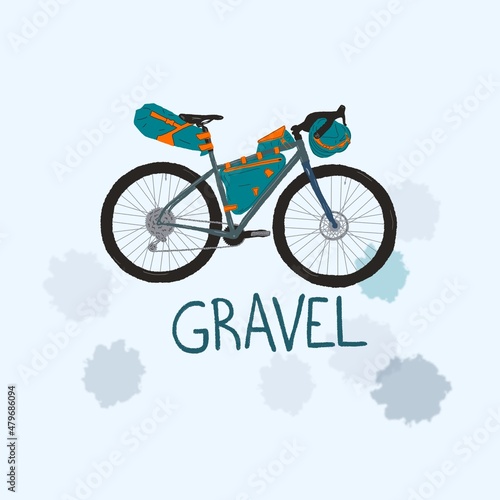 Bicycle outfitted with bike packing gear ready for a gravel ride