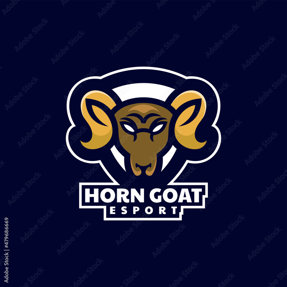 Fototapeta premium Vector Logo Illustration Horn Goat E Sport and Sport Style.