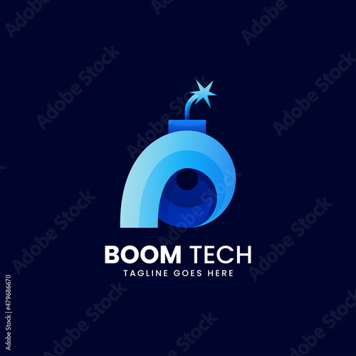 Vector Logo Illustration Bomb Gradient Colorful Style.